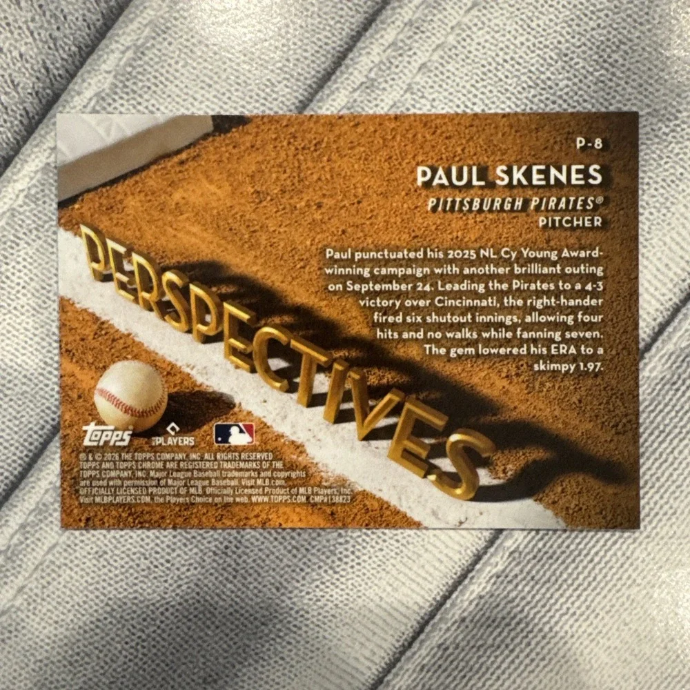 2026 Topps Chrome Paul Skenes Perspectives Pittsburgh Pirates